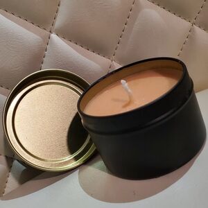 🎃 Pumpkin Bakery Candle Tin ~ Black & Gold Storage Tin, Hand Crafted